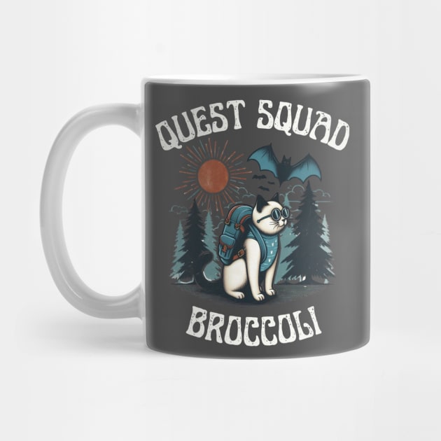Quest Fantasy Squad Broccoli Funny Cat Adventure by Creatifly Graphic Tees